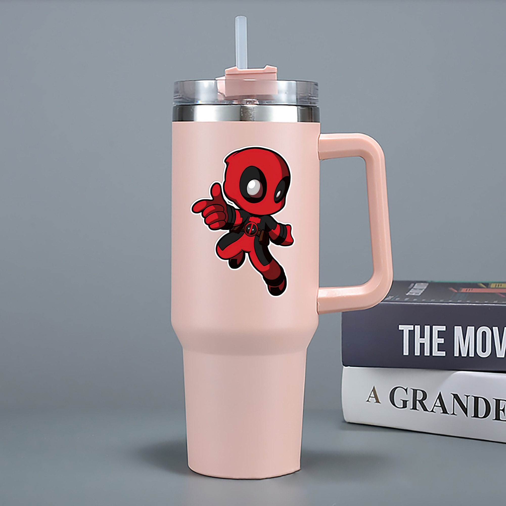 （画像用） Deadpool デッドプール 1200mL車用タンブラー - クリスタルステッカー（プラスチックストロー付き）